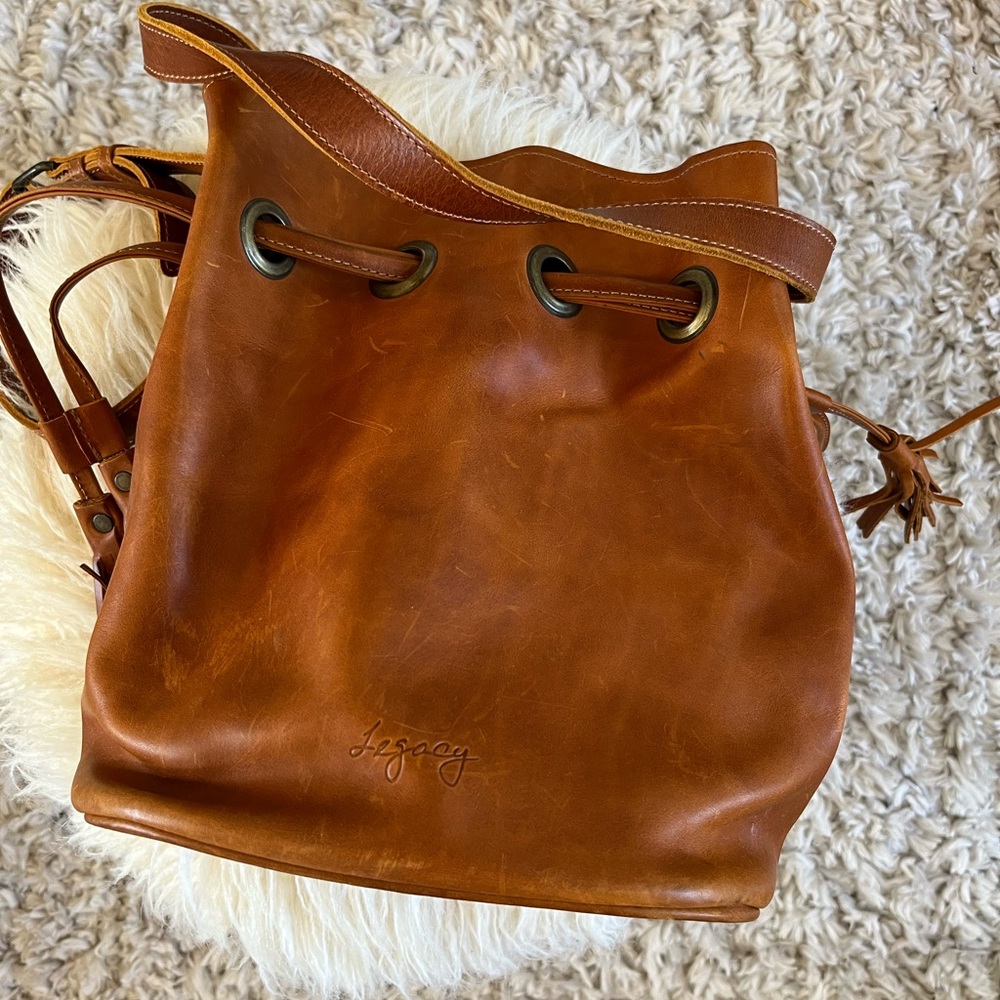 Legacy Leather drawstring crossbody bag